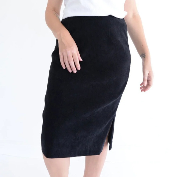 Vintage Glensport Black Midi A-Line Skirt Made in Canada Size 6 - Picture 2 of 9